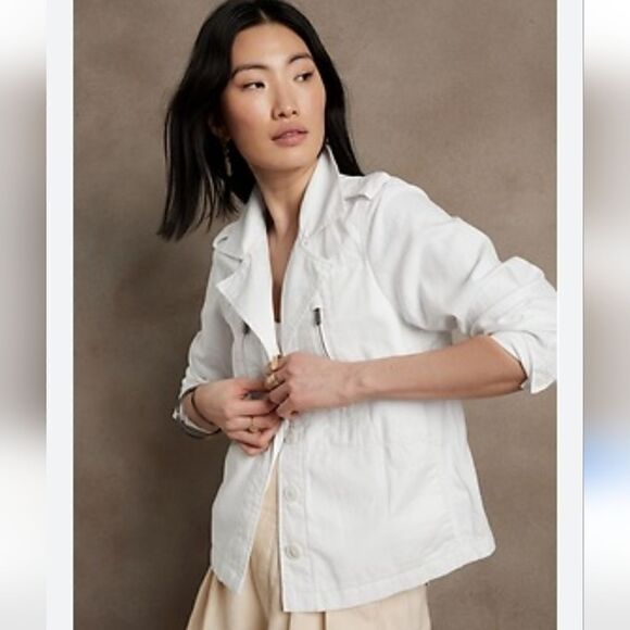 Banana Republic Linen & Cotton Jacket in White Size XS - Picture 1 of 11